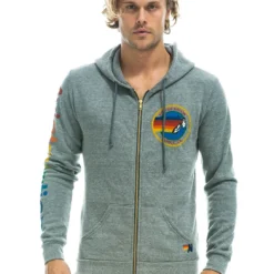 Aviator Nation Logo Zip Hoodie - Heather Grey