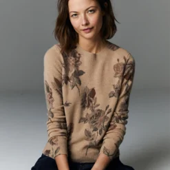 Floral Crew Sweater - Cork