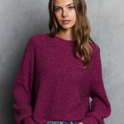 Shaker Puff Sweater - Berries