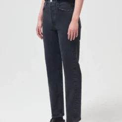 AGOLDE 90's Pinch Waist High Rise Straight Jean-Black Tea -Deals Moda Zoom Store A154B 1207 90S PINCH WAIST BLACK TEA 302 FINISHED