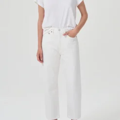 AGOLDE 90's Crop Mid Rise Loose Straight Jean - Salt