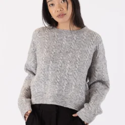 Addie Cable Knit Sweater - Grey