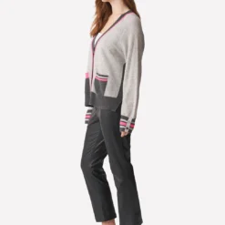 Varsity Pop Cardigan - Grey -Deals Moda Zoom Store AW23 B 026 2733 1