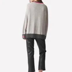 Varsity Pop Cardigan - Grey -Deals Moda Zoom Store AW23 B 026 2739