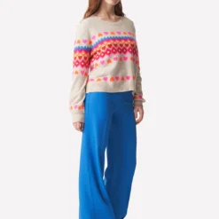 Fairisle Crew Sweater - Leslie 9 Fairisle Crew Sweater - Leslie -Deals Moda Zoom Store AW23 B 074 539