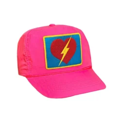 Bolt Heart Vintage Nylon Trucker Hat - Neon Pink