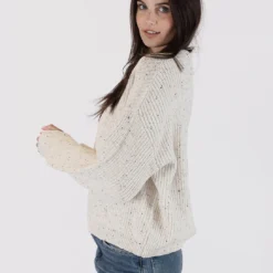 Chase Fleck Ribbed 3/4 Zip Sweater- Off White -Deals Moda Zoom Store CHASE F23 OFF WHITE 3