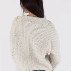 Chase Fleck Ribbed 3/4 Zip Sweater- Off White -Deals Moda Zoom Store CHASE F23 OFF WHITE 4