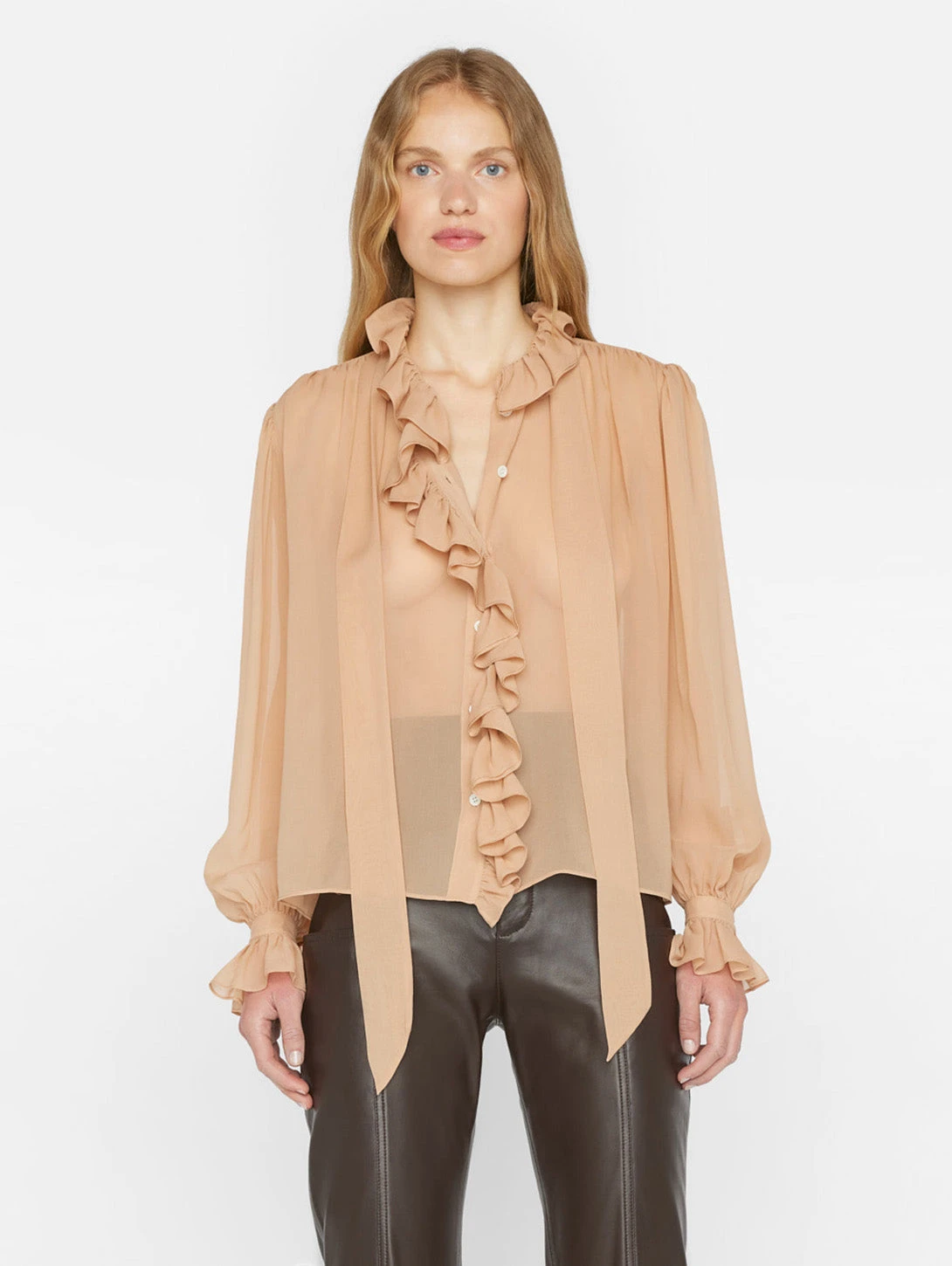 FRAME Ruffle Blouse - Blush 5 FRAME Ruffle Blouse - Blush - Image 5