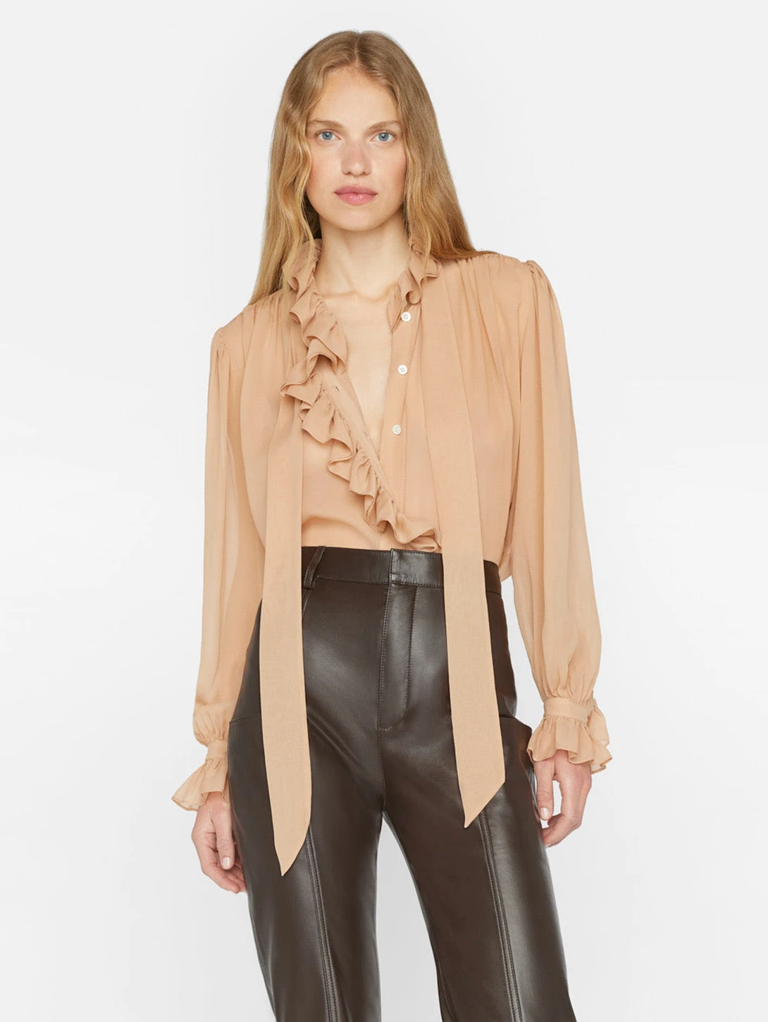 FRAME Ruffle Blouse - Blush 1 FRAME Ruffle Blouse - Blush