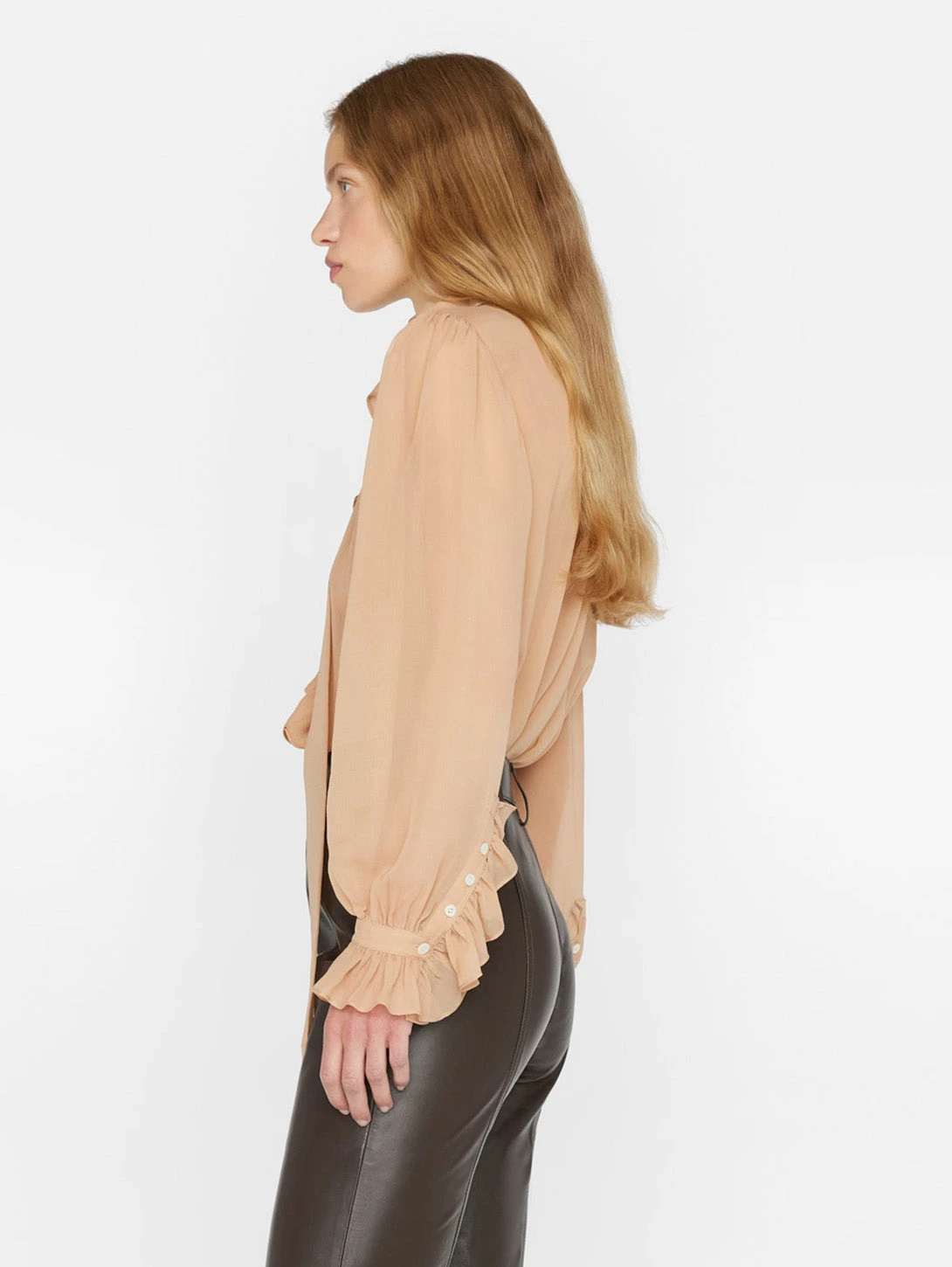 FRAME Ruffle Blouse - Blush 3 FRAME Ruffle Blouse - Blush - Image 3