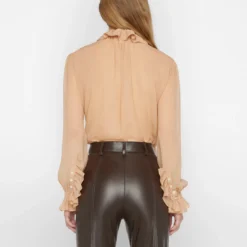 FRAME Ruffle Blouse - Blush 11 FRAME Ruffle Blouse - Blush -Deals Moda Zoom Store F23SBL03 BLUSH 0823