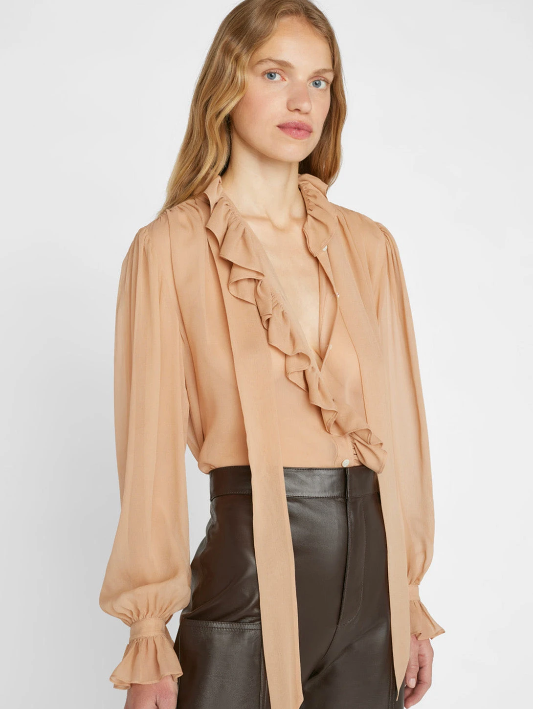 FRAME Ruffle Blouse - Blush 6 FRAME Ruffle Blouse - Blush - Image 6
