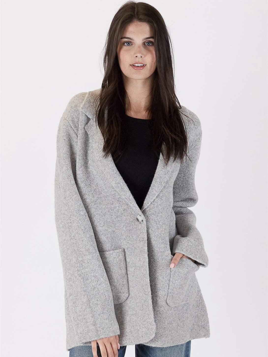 Genie Blazer Sweater - Grey 1 Genie Blazer Sweater - Grey