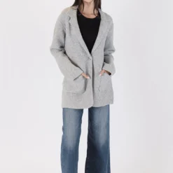 Genie Blazer Sweater - Grey 9 Genie Blazer Sweater - Grey -Deals Moda Zoom Store GENIE F23 LIGHT GREY 4