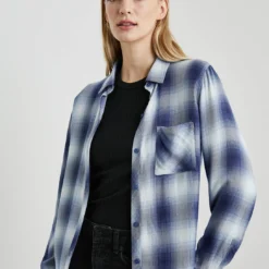 RAILS Hunter Plaid Shirt - Pacific Ivory Blue