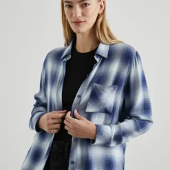 RAILS Hunter Plaid Shirt - Pacific Ivory Blue -Deals Moda Zoom Store HUNTER PACIFICIVORYBLUE 5