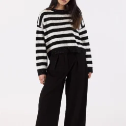 Jessie Stripe Sweater - Black White -Deals Moda Zoom Store JESSIE F23 BLACK WHITE FLECK 1