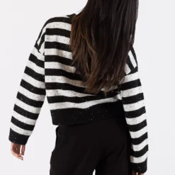 Jessie Stripe Sweater - Black White -Deals Moda Zoom Store JESSIE F23 BLACK WHITE FLECK 4