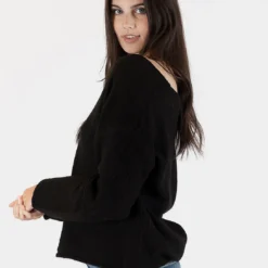 Luna V-neck Sweater - Black -Deals Moda Zoom Store LUNA F23 BLACK 2