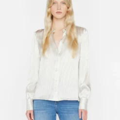 FRAME Victorian Blouse - Bone -Deals Moda Zoom Store LWSH2877 BONE MULTI 1200