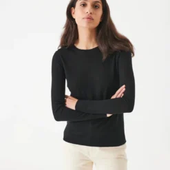 Long Sleeve Merino Crew Sweater - Black