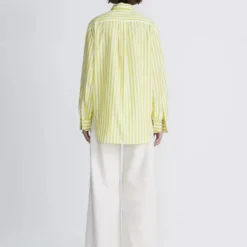 Rag & Bone Maxine Shirt - Fresh Lime Stripe -Deals Moda Zoom Store Maxine Cotton Poplin Button Down Shirt 730 2