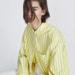Rag & Bone Maxine Shirt - Fresh Lime Stripe -Deals Moda Zoom Store Maxine Cotton Poplin Button Down Shirt 730 3