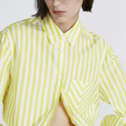 Rag & Bone Maxine Shirt - Fresh Lime Stripe -Deals Moda Zoom Store Maxine Cotton Poplin Button Down Shirt 730 4
