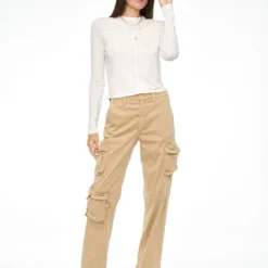 Bobby Mid Rise Cargo Ankle Pant - Coconut