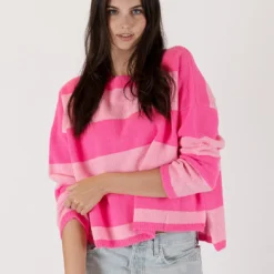 Ravian Striped Sweater - Fuschia