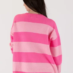 Ravian Striped Sweater - Fuschia -Deals Moda Zoom Store RAVIAN F23 FUSCHIA PINK 3