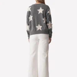 Alyssa Star Fringed Sweater - Grey -Deals Moda Zoom Store Shot 1 307