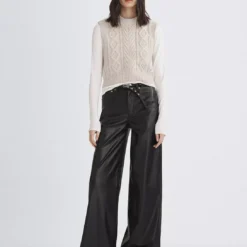 Rag & Bone Sofie High Rise Wide Pant - Faux Leather