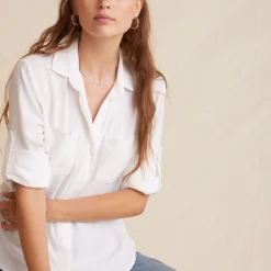 Split Back Button Down Shirt - White -Deals Moda Zoom Store W2631 654 303 WHITE 01 33543f38 6548 460a 9b52 a82bc850d36e
