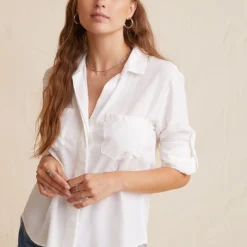 Split Back Button Down Shirt - White