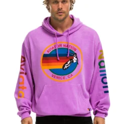 Aviator Nation Logo Pullover Hoodie - Neon Purple