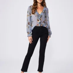 Paige Cindy High Straight Jean - Black Shadow