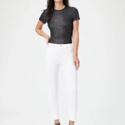 Paige Cindy High Straight Jean - White