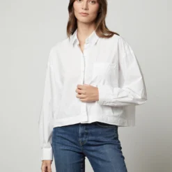 Velvet Lucille Shirt - White -Deals Moda Zoom Store cot shirt lucille06 white 0617