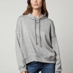 Velvet Fara Hood Top - Grey