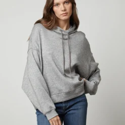 Velvet Fara Hood Top - Grey -Deals Moda Zoom Store cozy dbl knit fara06 hgrey 0811