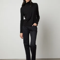 Velvet Sally Turtleneck Sweater -Deals Moda Zoom Store lux cot cash sally06 black 0005