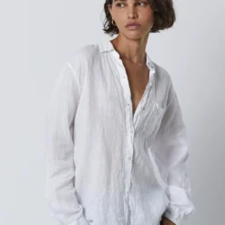 Velvet Muholland Linen Shirt -Deals Moda Zoom Store woven linen mulholland04 white 0022 crop